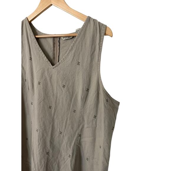 Jenna Lane New York Vintage Tan Sleeveless 1X Cotton Linen Blend Dress Plus Size - Picture 3 of 7